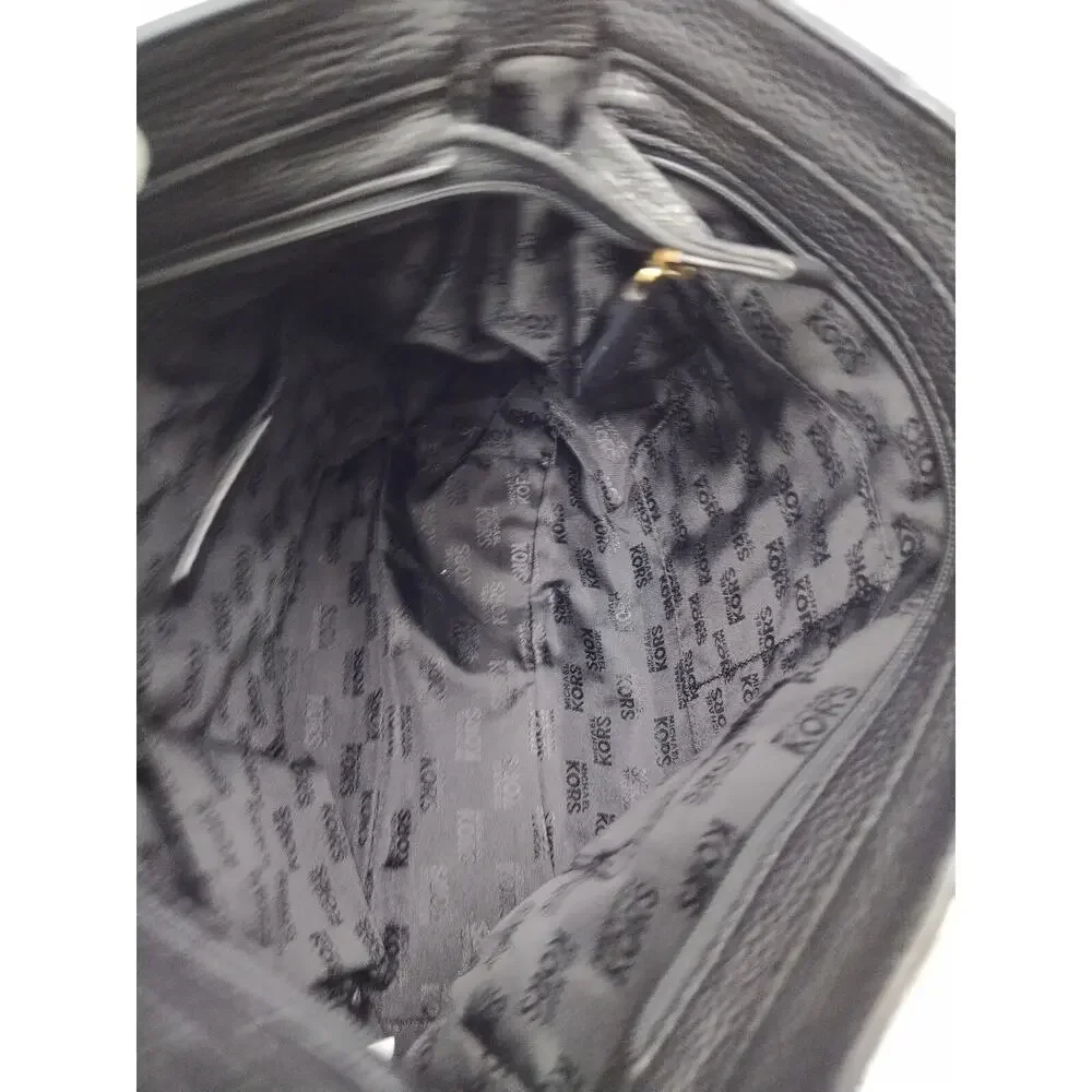 Michael Kors Black Pebbled Leather Zipper Pockets Chain Strap Hobo Shoulder Bag - Picture 10 of 16